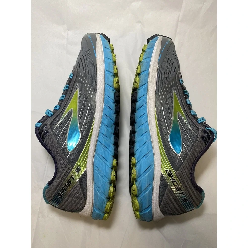 Brooks Women's Ghost 9 Tennis Shoes, Gray and Blue Size 9 Medium (B) (C562)
